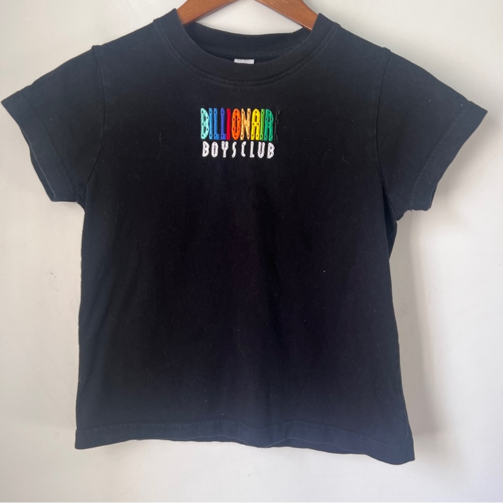 Billionaire Boys Club Black Short Sleeve Tee with Vibrant Rainbow Faded Boxy